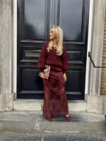 Maxi Satin Skirt Lace Onder G033076