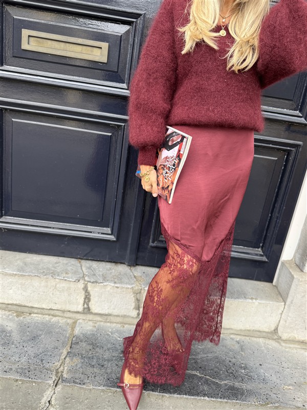 Maxi Satin Skirt Lace Onder G033076