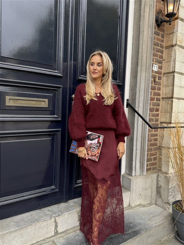 Maxi Satin Skirt Lace Onder G033076