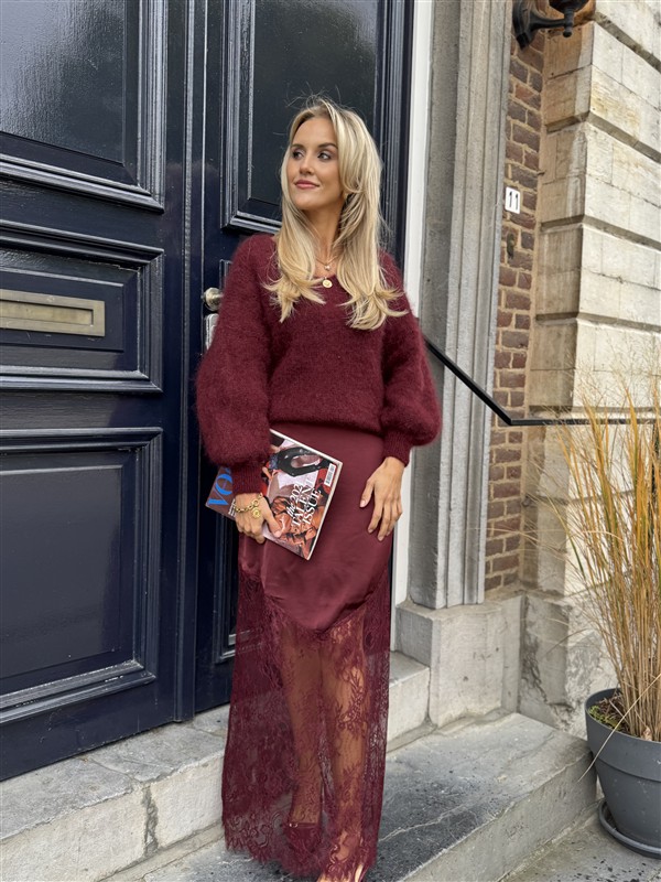 Maxi Satin Skirt Lace Onder G033076