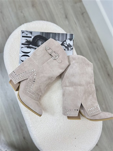 Boot D79 Overslag Studs Beige