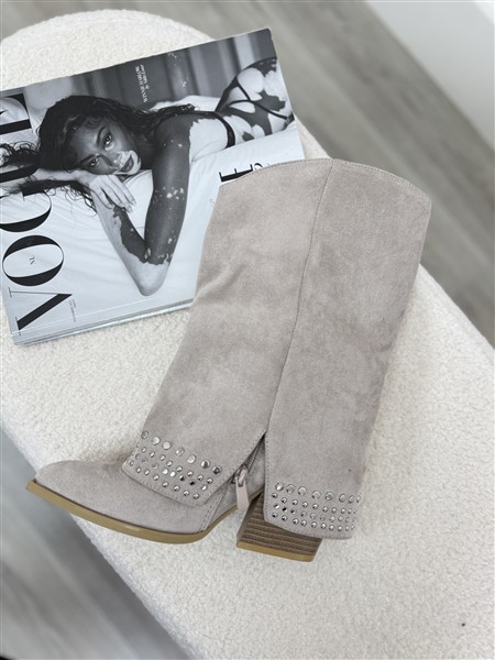 Boot D79 Overslag Studs Beige