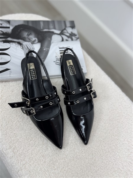 Slingback Ballerina Bandjes Gesp Zwart