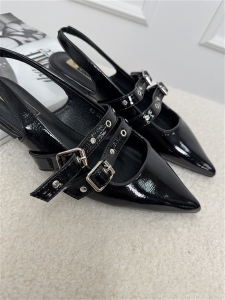 Slingback Ballerina Bandjes Gesp Zwart