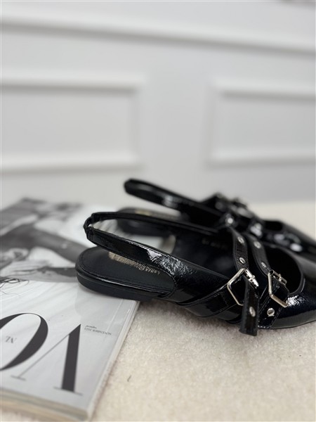 Slingback Ballerina Bandjes Gesp Zwart