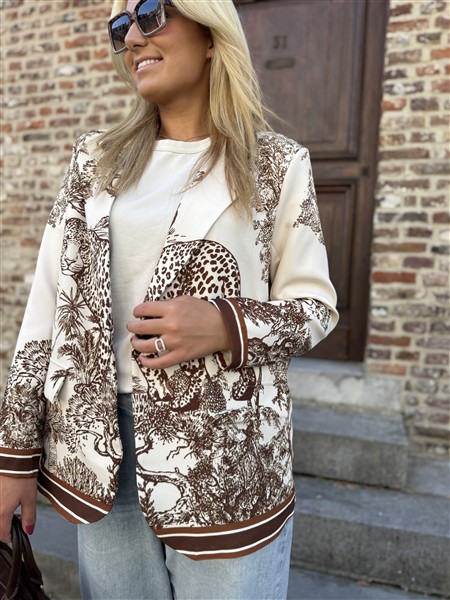 D-Print Leopard Blazer Bruin