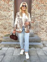 D-Print Leopard Blazer Bruin