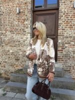 D-Print Leopard Blazer Bruin