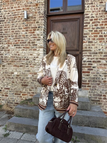 D-Print Leopard Blazer Bruin