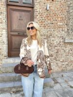 D-Print Leopard Blazer Bruin