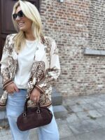 D-Print Leopard Blazer Bruin