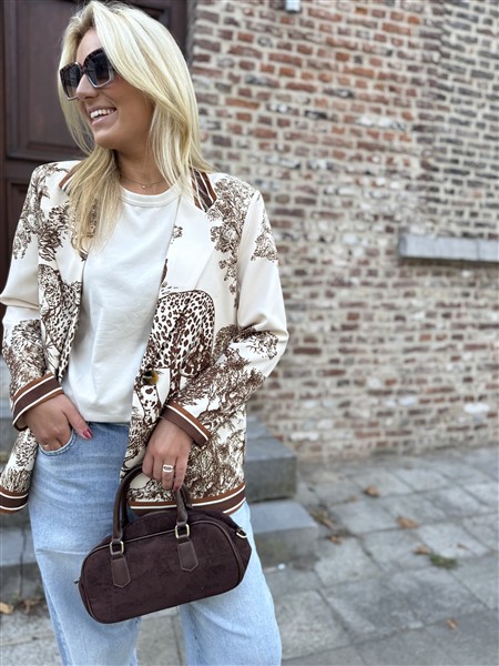 D-Print Leopard Blazer Bruin