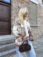 D-Print Leopard Blazer Bruin