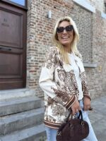 D-Print Leopard Blazer Bruin