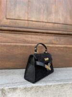 Inspired H-Bag Echt Suede Flap Zwart