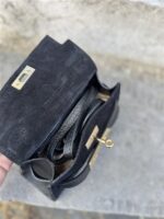 Inspired H-Bag Echt Suede Flap Zwart