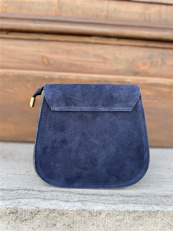 Suede Tasje Inspired Cd Halfrond Blauw