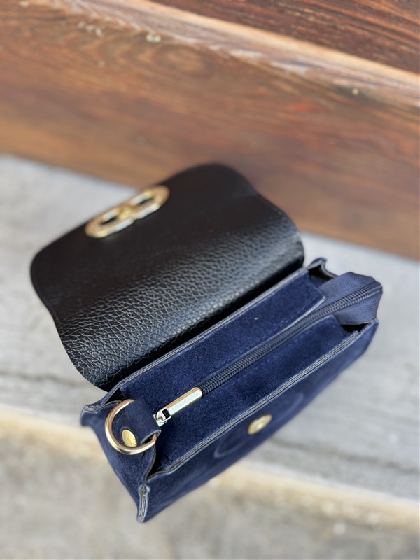 Suede Tasje Inspired Cd Halfrond Blauw