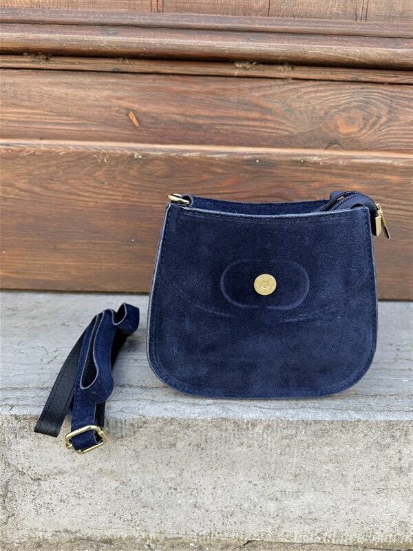 Suede Tasje Inspired Cd Halfrond Blauw