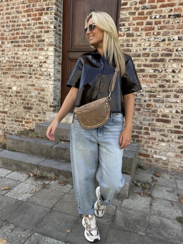 Crossover Echt Suede Studs Groen