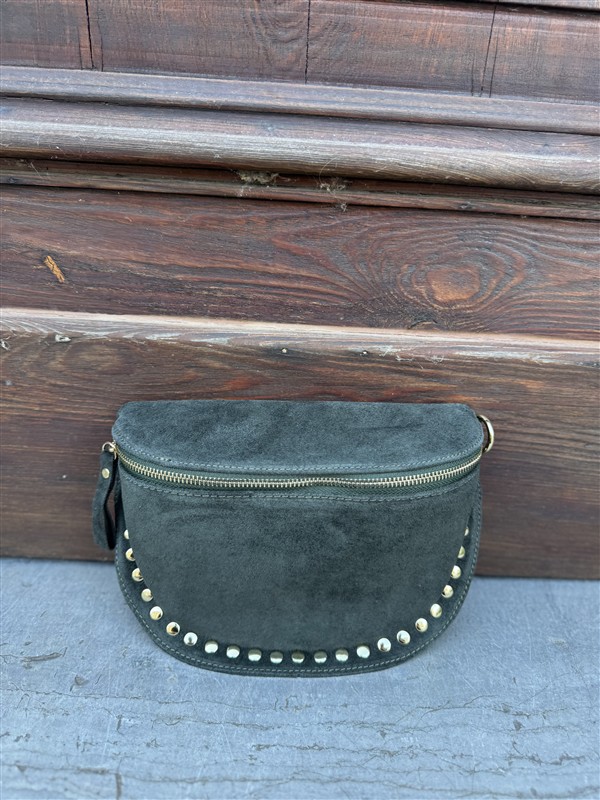 Crossover Echt Suede Studs Groen