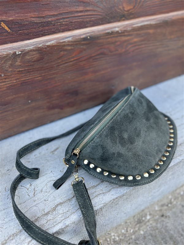 Crossover Echt Suede Studs Groen