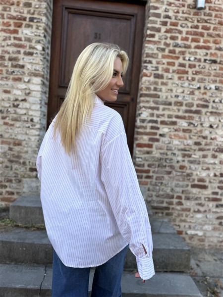 Hemdje 18689 Bordeaux Pinstripe