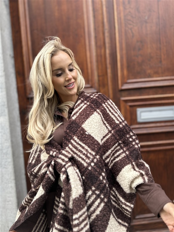 Cape Sjaal Print Ruit Bruin