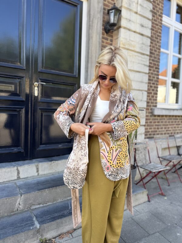 Bow Blazer Jungle Print Chocolat