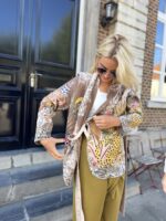 Bow Blazer Jungle Print Chocolat