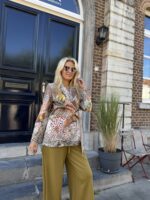 Bow Blazer Jungle Print Chocolat