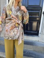 Bow Blazer Jungle Print Chocolat