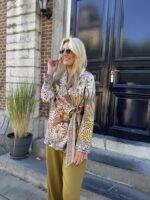 Bow Blazer Jungle Print Chocolat