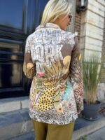 Bow Blazer Jungle Print Chocolat