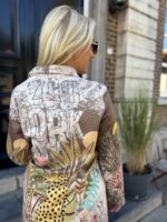 Bow Blazer Jungle Print Chocolat