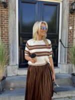 Knit Zm7011 K.mouw Layerd Stripes Bruin