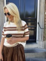 Knit Zm7011 K.mouw Layerd Stripes Bruin