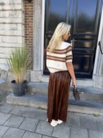 Knit Zm7011 K.mouw Layerd Stripes Bruin