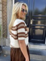 Knit Zm7011 K.mouw Layerd Stripes Bruin