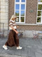 Knit Zm7011 K.mouw Layerd Stripes Bruin