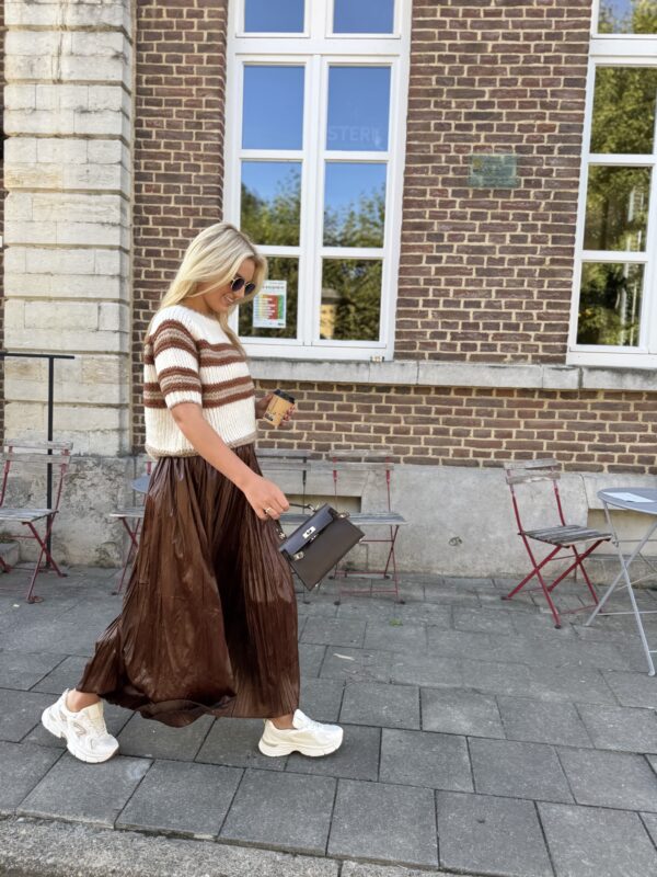 Knit Zm7011 K.mouw Layerd Stripes Bruin