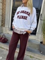 Sweater No Drama Burgundy Letters