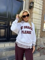 Sweater No Drama Burgundy Letters