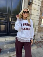 Sweater No Drama Burgundy Letters