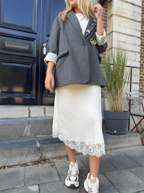 Midi Satin Skirt Ld3563 Lace Boord