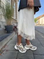 Midi Satin Skirt Ld3563 Lace Boord