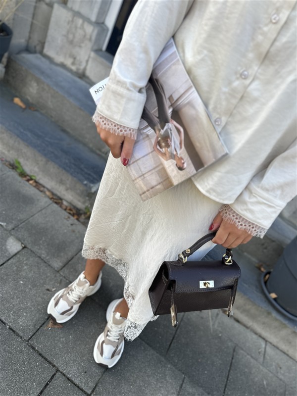 Midi Satin Skirt Ld3563 Lace Boord