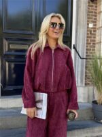 Bomber L9382 Velours Bordeaux