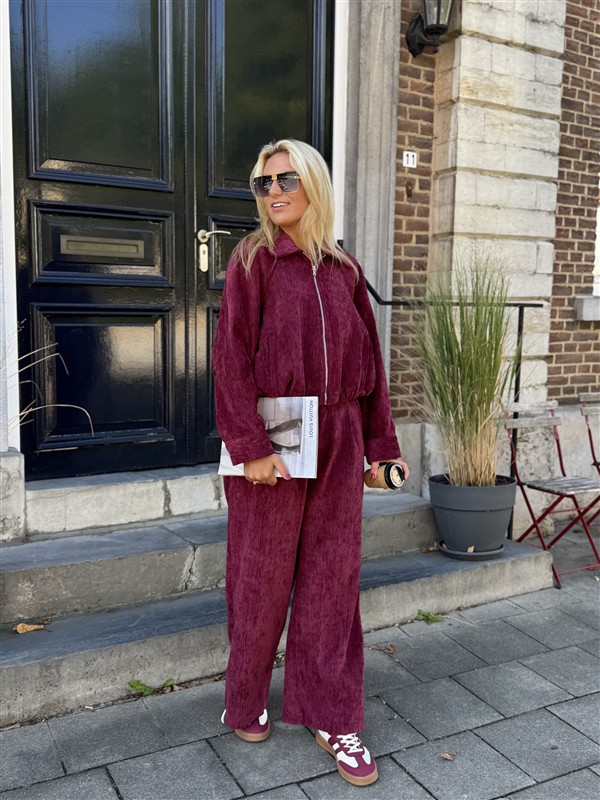 Bomber L9382 Velours Bordeaux