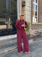 Bomber L9382 Velours Bordeaux